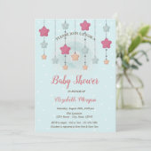 キラキラ星ジェンダーが青い点を明らかにする赤ちゃんシャワー 招待状 (スタンド正面)