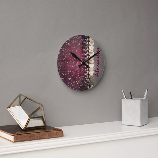 キラキラ星パープルジプシーのスカーフ ラウンド壁時計 (オフィス)
