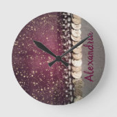 キラキラ星パープルジプシーのスカーフ ラウンド壁時計 (正面)