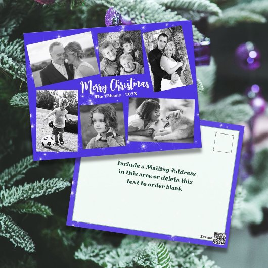 キラキラ星フォトコラージメリークリスマス ポストカード