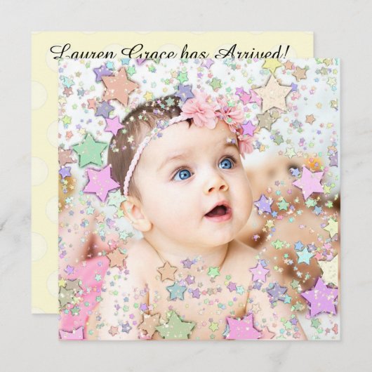 キラキラ星ベビー誕生発表 案内状 (正面/裏面)