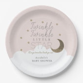 キラキラ星ムーンピンク赤ちゃんシャワー ペーパープレート (正面)