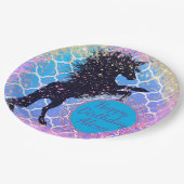 キラキラ星ユニコーンパーソナライズされた誕生日 ペーパープレート (アングル)