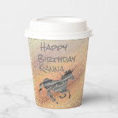 キラキラ星ユニコーン誕生日 パーソナライズされた 紙コップ (正面)