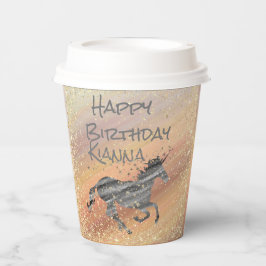 キラキラ星ユニコーン誕生日 パーソナライズされた 紙コップ