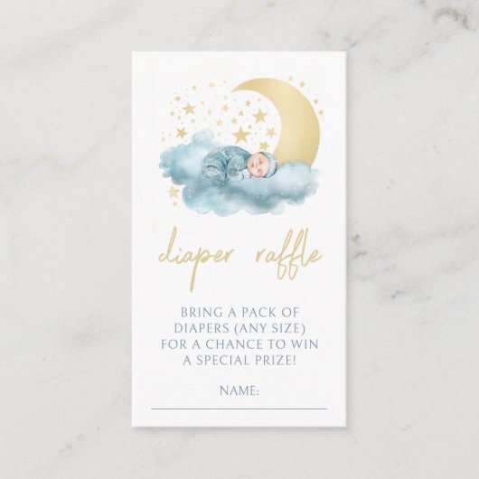キラキラ星男の赤ちゃんシャワーおむつラッフルカード エンクロージャーカード (正面)
