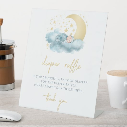 キラキラ星金ゴールド赤ちゃんシャワーおむつラッフルサイン 台座サイン (インサイチュ)