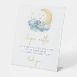 キラキラ星金ゴールド赤ちゃんシャワーおむつラッフルサイン 台座サイン