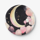 キラキラ星：月&星ベビーガールシャワー ペーパープレート (正面)