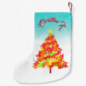 キラキラ模様のクリスマスツリー スモールクリスマスストッキング (裏面)