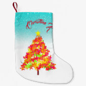 キラキラ模様のクリスマスツリー スモールクリスマスストッキング (正面)