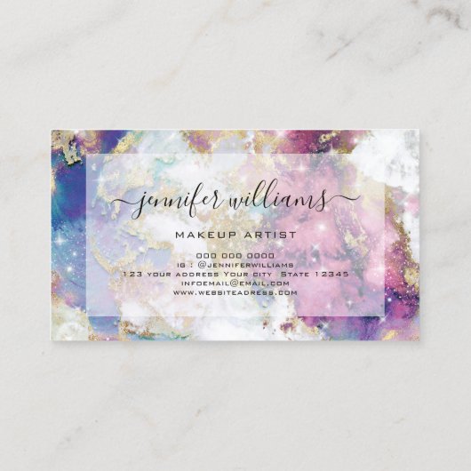 キラキラ水彩金箔メイクアップアーティスト 名刺 (裏面)