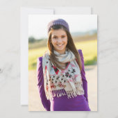 キラキラ王室のス紫色のフォイル写真キンチェニェラ 招待状 (裏面)