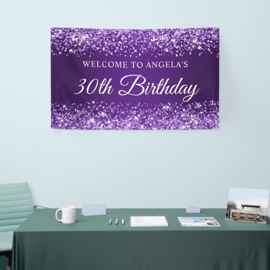 キラキラ王室の輝く紫の30th誕生日へようこそ 横断幕 (トレードショー)