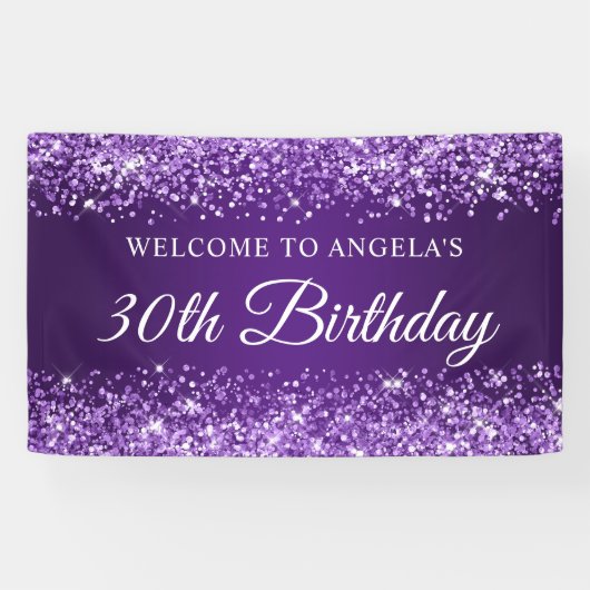 キラキラ王室の輝く紫の30th誕生日へようこそ 横断幕 (横)