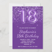 キラキラ王室の輝く紫18誕生日 招待状 (正面)