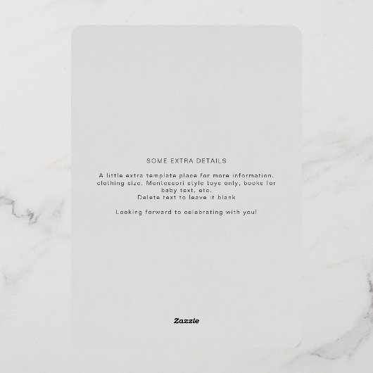 キラキラ男女兼用の小さな星の赤ちゃんシャワー 箔招待状 (裏面)