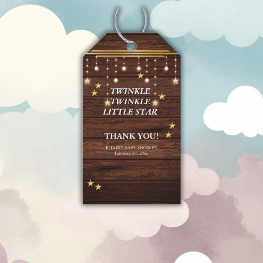 キラキラ素朴キラキラ星の赤ちゃんシャワー ギフトタグ