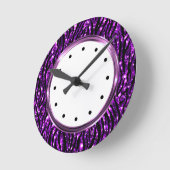 キラキラ紫ゼブラ動物模様 ラウンド壁時計 (傾斜)