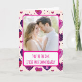 キラキラ紫ハート - すぐ返信する フォト シーズンカード (正面)