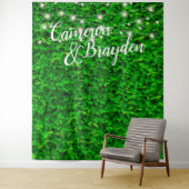 キラキラ緑の壁のウェディングパーティーバックドロップ タペストリー (インサイチュ)