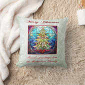 キラキラ色のステンドグラスのクリスマスツリーグリーングリッター クッション (ブランケット)