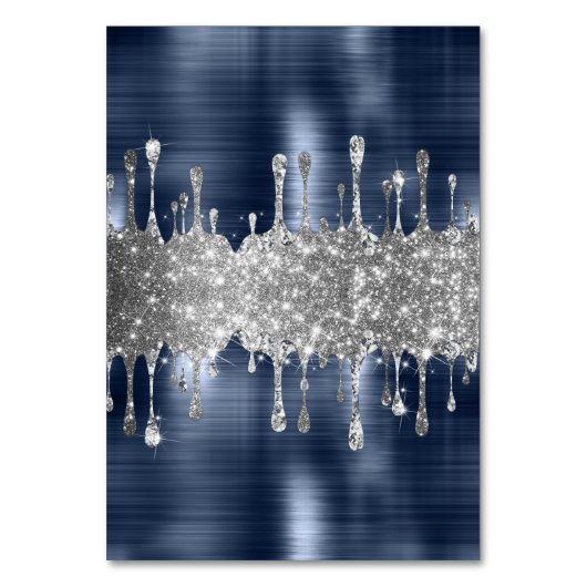 キラキラ色のネイビーシルバードリップスツーネーム座席表 テーブルナンバー (裏面)