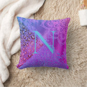 キラキラ色のハス・ヒョウ・モノグラム クッション (ブランケット)