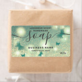 キラキラ色のバタフライスクリプトsoapラベル ラベル (インサイチュ)