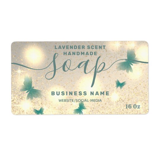 キラキラ色のバタフライスクリプトsoapラベル ラベル (正面)