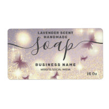 キラキラ色のバタフライスクリプトsoapラベル