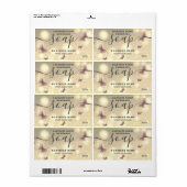 キラキラ色のバタフライスクリプトsoapラベル ラベル (フルシート)