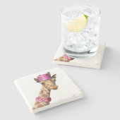 キラキラ色のピンクの帽子 ストーンコースター (横)