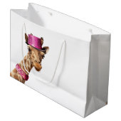 キラキラ色のピンクの帽子 ラージペーパーバッグ (正面アングル)