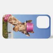 キラキラ色のピンクの帽子 iPhoneケース (裏面横)