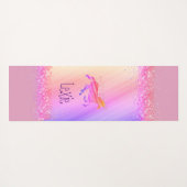 キラキラ色のラベンダーとピンクのユニコパーソナライズされたン ヨガマット (裏面(横))