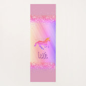 キラキラ色のラベンダーとピンクのユニコパーソナライズされたン ヨガマット (裏面)