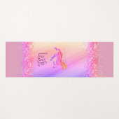 キラキラ色のラベンダーとピンクのユニコパーソナライズされたン ヨガマット (正面(横))