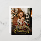 キラキラ色の手文字季節のごあいさつ写真 箔シーズンポストカード (正面/裏面)