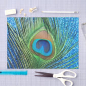 キラキラ色の青い孔雀 薄葉紙 (クラフト)
