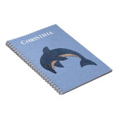 キラキラ色マンガ型ジャンピングドルフィンダークブルー ノートブック (右側)