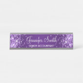 キラキラ色王室の紫グラデーション デスクネームプレート (正面)