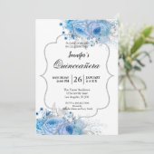 キラキラ花飾り 15歳の誕生会招待状 招待状 (スタンド正面)