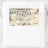 キラキラ蝶スクリプト体バターラベル 長方形シール (バッグ)