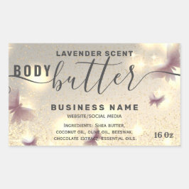 キラキラ蝶スクリプト体バターラベル 長方形シール