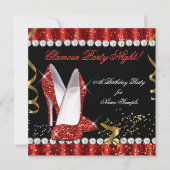 キラキラ豪華パーティーナイト赤金ヒール 招待状 (正面)