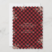 キラキラ赤いバッファローのプレイド写真メリークリスマス シーズンカード (裏面)