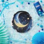 キラキラ赤ちゃんシャワー:月と星 ペーパープレート (パーティー)