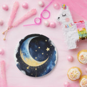 キラキラ赤ちゃんシャワー:月と星 ペーパープレート (パーティー)