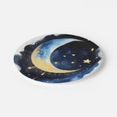 キラキラ赤ちゃんシャワー:月と星 ペーパープレート (アングル)